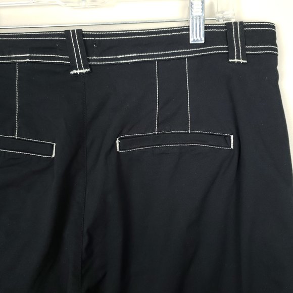 Anthropologie Maeve Barrel Wide Leg Cuffed Chino Pants Black Size 14 NWT - Picture 9 of 9